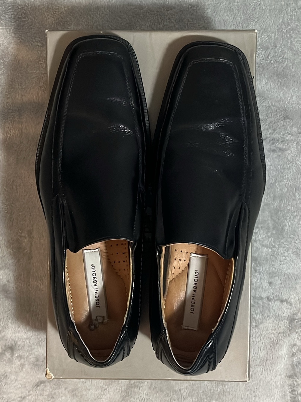 Joseph Abboud Black Leather Square Toe Slip-On Loafers Men’s 8 D